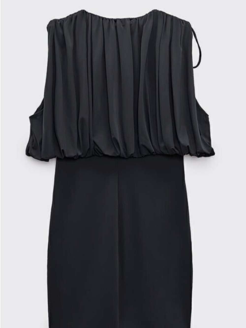 Zara Black Mini Dress with Pleated Bodice